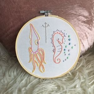 Under the Sea Handmade Embroidery Wall Hanging 7"